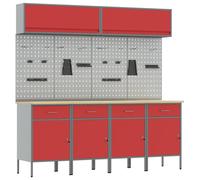 vidaXL Ensemble d'armoires de travail avec tiroirs et rangement 10 pièces Rouge