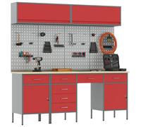 vidaXL Ensemble d'armoires de travail avec tiroirs et rangement 10 pièces Rouge