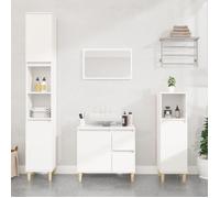 vidaXL Ensemble armoires de salle de bain 3 pcs avec rangement Scandinave blanc bois d'ingénierie