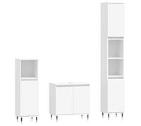vidaXL Ensemble d'Armoires Salle de Bain 3 pcs, Ensemble de Muebles de Rangement, Organisateur de Toilette, Moderne, Blanc Bois d'Ingénierie