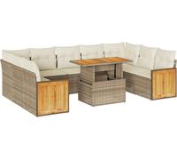 vidaXL Ensemble de 10 canapés de jardin avec coussins Beige Poly rotin Acacia