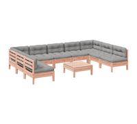 vidaXL Ensemble de 10 canapés de jardin avec coussins en bois massif de douglas
