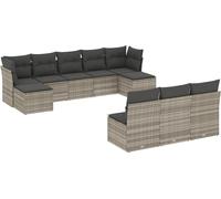 vidaXL Ensemble de 10 canapés de jardin avec coussins gris clair Poly rotin