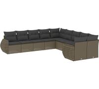 vidaXL Ensemble de 10 canapés de jardin avec coussins gris clair Poly rotin