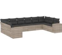 vidaXL Ensemble de 10 canapés de jardin avec coussins gris clair Poly rotin