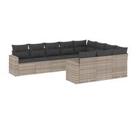 vidaXL Ensemble de 10 canapés de jardin avec coussins gris clair Poly rotin