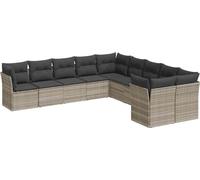 vidaXL Ensemble de 10 canapés de jardin avec coussins gris clair Poly rotin