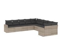 vidaXL Ensemble de 10 canapés de jardin avec coussins gris clair Poly rotin