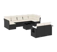 vidaXL Ensemble de 10 canapés de jardin avec coussins noir poly rotin