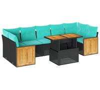 vidaXL Ensemble de 10 canapés de jardin avec coussins noir poly rotin