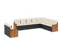 vidaXL Ensemble de 10 canapés de jardin avec coussins noir poly rotin