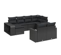 vidaXL Ensemble de 10 canapés de jardin avec coussins noir poly rotin