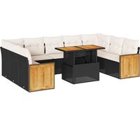 vidaXL Ensemble de 10 canapés de jardin avec coussins noir poly rotin
