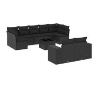 vidaXL Ensemble de 10 canapés de jardin avec coussins - Noir poly rotin