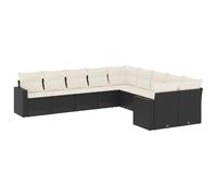 vidaXL Ensemble de 10 canapés de jardin avec coussins noir poly rotin