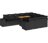 vidaXL Ensemble de 10 canapés de jardin avec coussins noir poly rotin