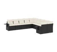vidaXL Ensemble de 10 canapés de jardin avec coussins noir poly rotin
