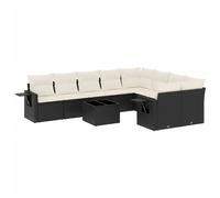vidaXL Ensemble de 10 canapés de jardin avec coussins noir poly rotin