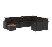vidaXL Ensemble de 10 canapés de jardin avec coussins noir poly rotin