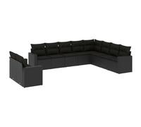 vidaXL Ensemble de 10 canapés de jardin avec coussins noir poly rotin