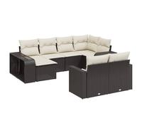 vidaXL Ensemble de 10 canapés de jardin avec coussins noir poly rotin