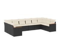 vidaXL Ensemble de 10 canapés de jardin avec coussins noir poly rotin
