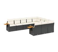 vidaXL Ensemble 10 canapés de jardin – Résine tressée, coussins, housses amovibles – Noir