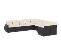 vidaXL Ensemble de 10 canapés de jardin avec coussins noir poly rotin