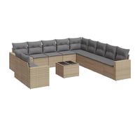 vidaXL Ensemble de 12 canapés de jardin avec coussins Beige Poly Rattan