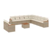 vidaXL Ensemble de 12 canapés de jardin avec coussins Beige Poly Rattan