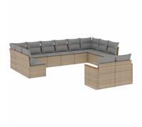 Salon de Jardin avec Coussins 12 pcs, Canapés de Terrasse, Ensemble de Meubles de Patio, Mobilier d'Extérieur, Beige 3258846
