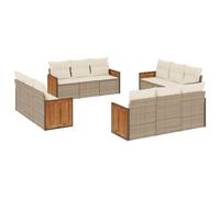 vidaXL Ensemble de 12 canapés de jardin avec coussins Beige Poly Rattan