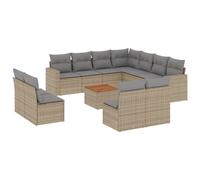 vidaXL Ensemble de 12 canapés de jardin avec coussins Beige Poly Rattan