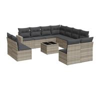 vidaXL Ensemble de 12 canapés de jardin avec coussins gris clair Poly rotin