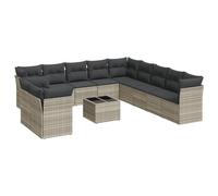 vidaXL Ensemble de 12 canapés de jardin modulable en résine tressée avec coussins gris clair