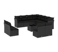 vidaXL Ensemble de 12 canapés de jardin avec coussins noir poly rotin