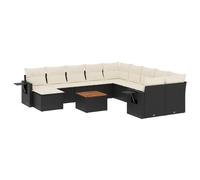vidaXL Ensemble de 12 canapés de jardin avec coussins noir poly rotin