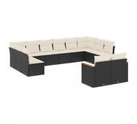 vidaXL Ensemble de 12 canapés de jardin avec coussins noir poly rotin