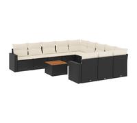 vidaXL Ensemble de 12 canapés de jardin en poly rotin avec coussins noir