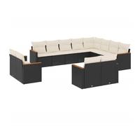 vidaXL Ensemble de 12 canapés de jardin avec coussins noir poly rotin