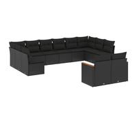 vidaXL Ensemble de 12 canapés de jardin avec coussins noir poly rotin
