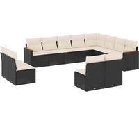 vidaXL Ensemble de 12 canapés de jardin avec coussins noir poly rotin
