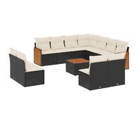Salon de Jardin avec Coussins 12 pcs, Canapés de Terrasse, Ensemble de Meubles de Patio, Mobilier d'Extérieur, Noir 3227771