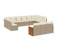 vidaXL Salon de jardin modulable 13 pièces en résine tressée Beige avec coussins 62 x 55 x 69