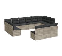vidaXL Ensemble de 13 canapés de jardin avec coussins gris clair Poly rotin