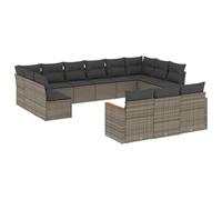 vidaXL Ensemble de 13 canapés de jardin en Poly Rattan avec coussins gris