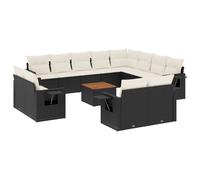 vidaXL Salon de jardin modulable 13 pièces poly rotin noir avec coussins