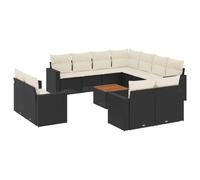 vidaXL Ensemble de 13 canapés de jardin avec coussins noir poly rotin