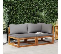 vidaXL Ensemble de 2 canapés avec coussins gris foncé en bois massif d'acacia