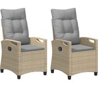 vidaXL - Ensemble de 2 chaises de jardin. Beige et gris clair. Structure en acier, assise en polyester